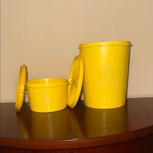 VINTAGE Tupperware Yellow Containers with Lids
